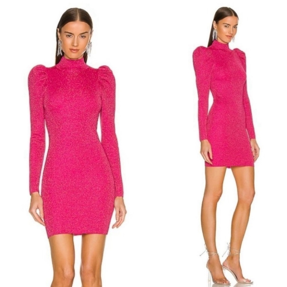 Alice + Olivia Pink Puff Sleeve Sheath Dress